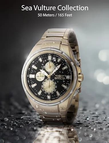 Invicta Aviator Men 50mm Quartz Gold Watch | Modern Style & 5ATM Water Resistance thumbnail 5