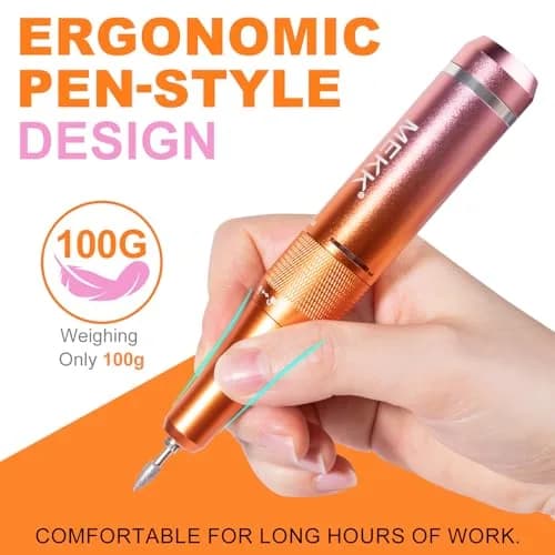 MEKK Professional Nail Drill 35000RPM Cordless E-File | 17.7cm (6.97in) Orange-Pink thumbnail 7