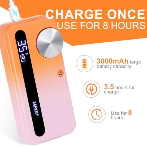 MEKK Professional Nail Drill 35000RPM Cordless E-File | 17.7cm (6.97in) Orange-Pink thumbnail 3