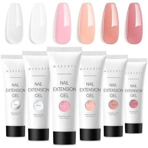 Makartt Poly Nail Gel Kit 6 Neutral Colors 15ml (0.5 Fl Oz) | Hema-Free Builder Gel for Extension Nails thumbnail 1