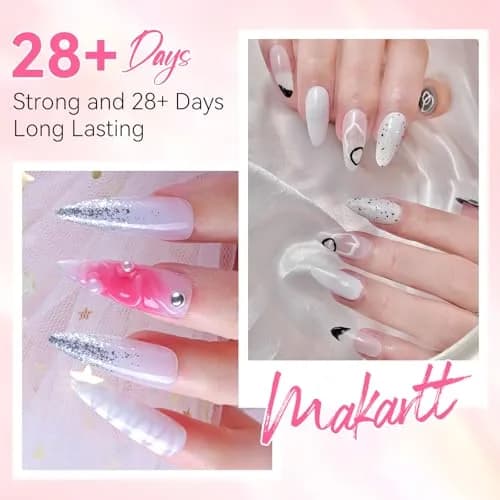 Makartt Poly Nail Gel Set: 6 Colors, Clear Pink White Rose Pink | French Style, Solid Pattern, Glossy Finish thumbnail 7