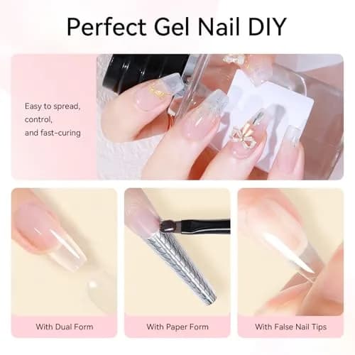 Makartt Poly Nail Gel Set: 6 Colors, Clear Pink White Rose Pink | French Style, Solid Pattern, Glossy Finish thumbnail 8