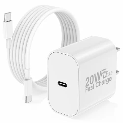 Cerdeti 20W USB-C PD Fast Charger & 10ft Cable Set | 220V Compatible for iPhone, iPad, Pixel, Samsung thumbnail 1