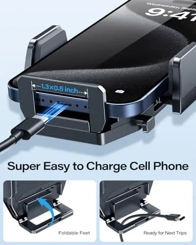 APPS2Car Sturdy CD Slot Phone Mount with Upgraded Wireless Charger 15W | One-Hand Operation, Hands-Free Car Phone Holder Compatible with iPhone 17 Pro Max Plus 16 15 14 13 12 11, Samsung S25 S24 S23 thumbnail 5