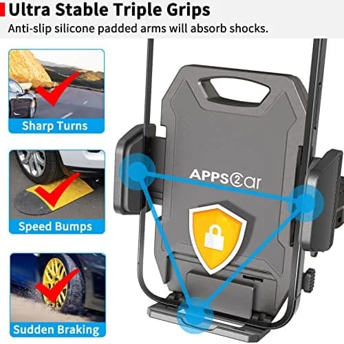 APPS2Car Sturdy CD Slot Phone Mount with Upgraded Wireless Charger 15W | One-Hand Operation, Hands-Free Car Phone Holder Compatible with iPhone 17 Pro Max Plus 16 15 14 13 12 11, Samsung S25 S24 S23 thumbnail 7