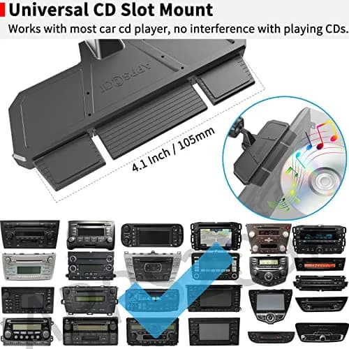 APPS2Car Sturdy CD Slot Phone Mount with Upgraded Wireless Charger 15W | One-Hand Operation, Hands-Free Car Phone Holder Compatible with iPhone 17 Pro Max Plus 16 15 14 13 12 11, Samsung S25 S24 S23 thumbnail 9