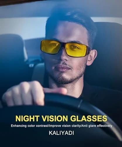 KALIYADI Night Vision Glasses Fit Over Glasses Wrap-Around HD Polarized for Driving (3-Pack, Medium) thumbnail 2