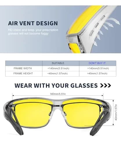 KALIYADI Night-Vision-Glasses Fit-Over-Glasses Wrap-Around for Night Driving | Anti Glare HD Polarized thumbnail 5