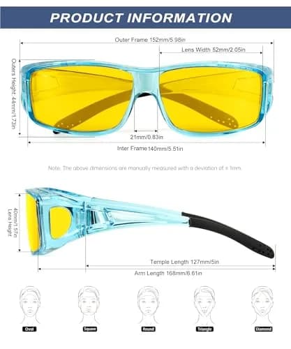 KALIYADI Night-Vision-Glasses Fit-Over-Glasses Wrap-Around for Night Driving | Anti Glare HD Polarized thumbnail 4