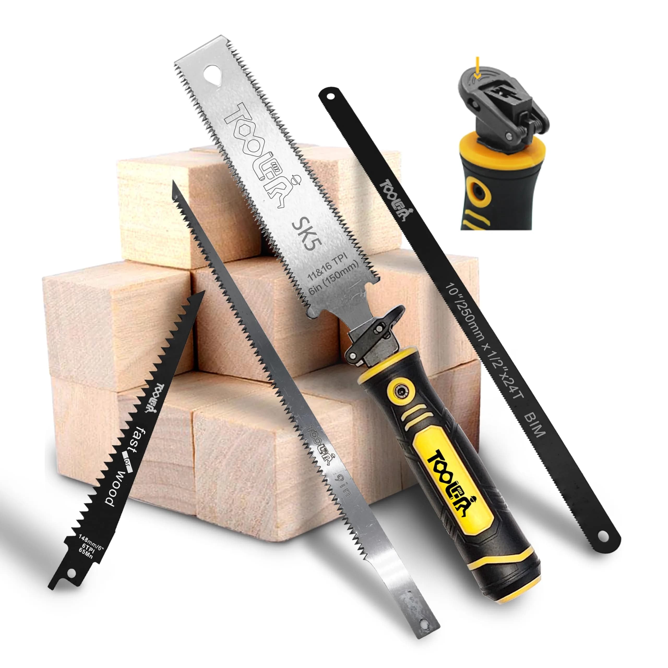 TOOLAN 5-In-1 Multi-Blade Handsaw for Woodworking & Drywall | Ergonomic, Durable, Compact