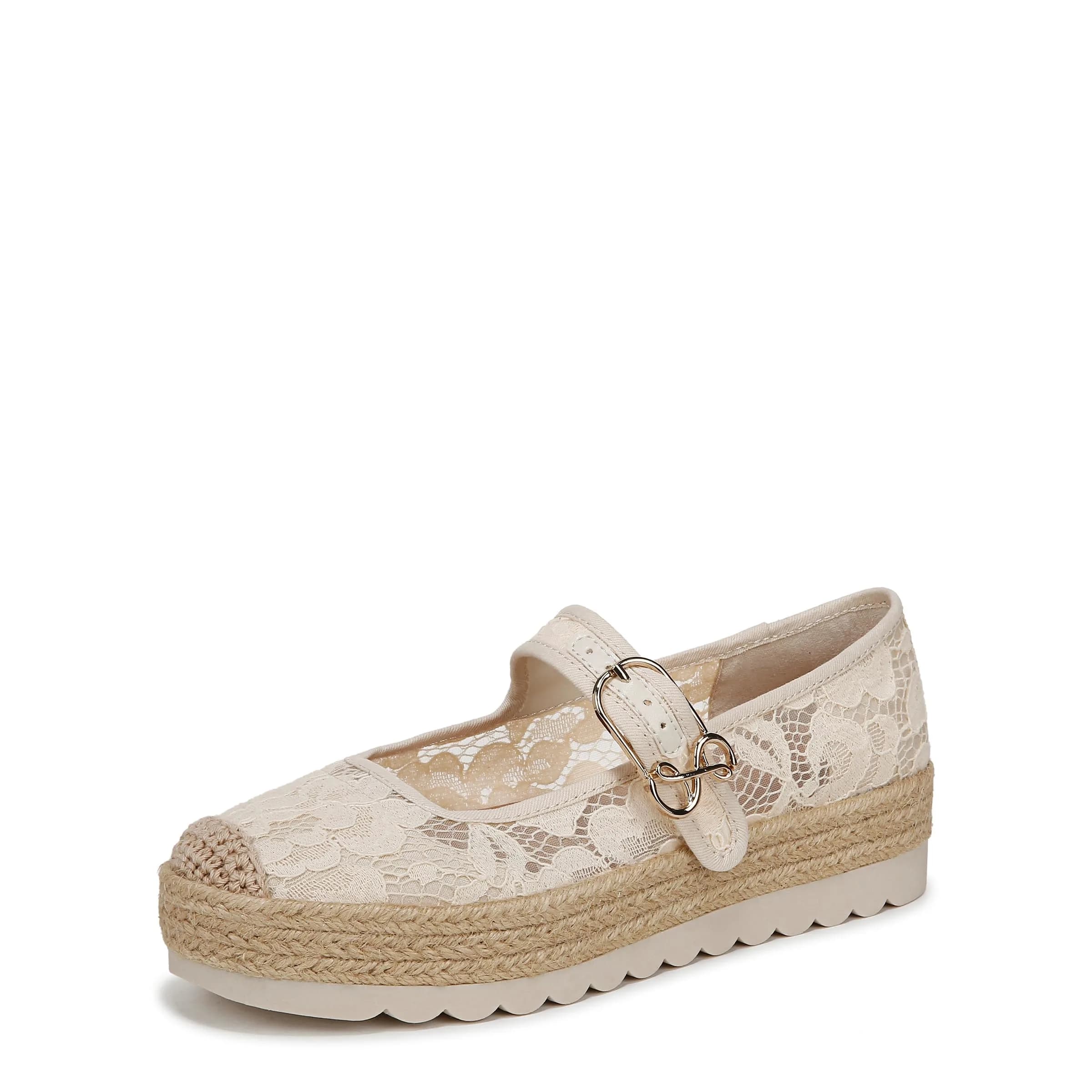 Sam & Libby Isla Mary Jane Flat, Ecru Lace, US 7 | Casual Fashion Flat with Platform