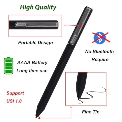 LiXiongBao USI 1.0 Pen for Lenovo Chromebooks - 4096 Pressure Sensitivity, Palm Rejection, Black thumbnail 3