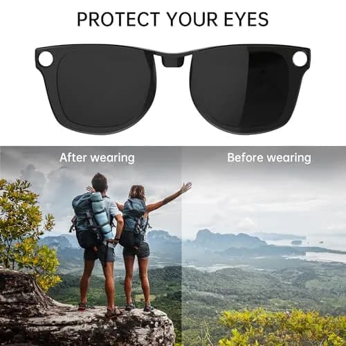 HIBLOKS Polarized Clip-on Sunglasses for Ray-Ban Meta Wayfarer RW4006/RW4012 (50-22) - 2-Pack (Black+Brown) thumbnail 4