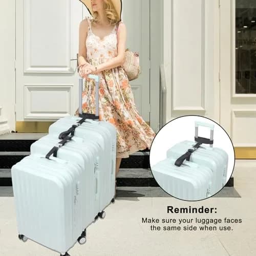 Vigorport Luggage Straps, Metal Buckle Connector Straps for Suitcases (2-Pack, Black) | Connect Multiple Bags Easily thumbnail 7