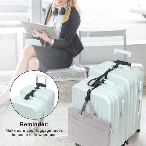 Vigorport Luggage Straps, Metal Buckle & Stretchy Nylon Connector Set (2-Pack, Black) | Securely Connect Luggage for Easier Travel thumbnail 7