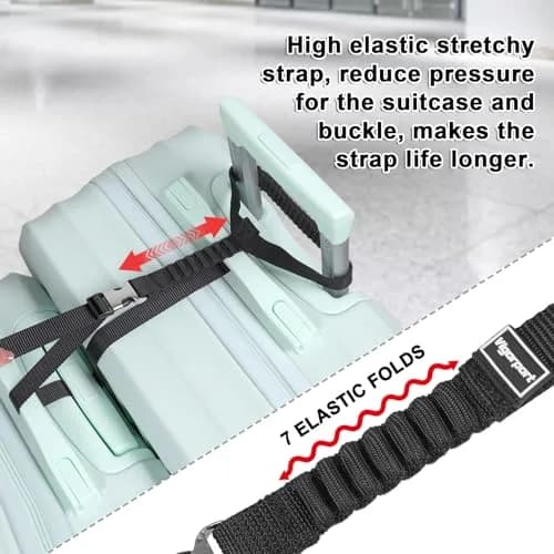 Vigorport Luggage Straps, Metal Buckle & Stretchy Nylon Connector Set (2-Pack, Black) | Securely Connect Luggage for Easier Travel thumbnail 2