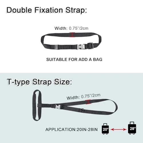 Vigorport Luggage Straps, Metal Buckle & Stretchy Nylon Connector Set (2-Pack, Black) | Securely Connect Luggage for Easier Travel thumbnail 3