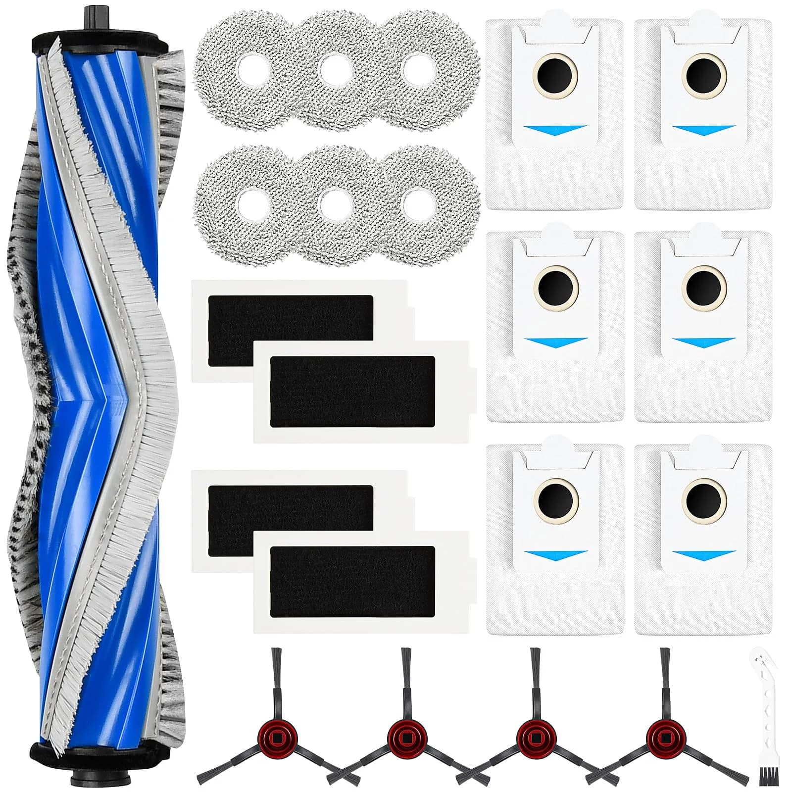 KTNAid 21 Pcs Accessories Kit for ECOVACS DEEBOT T90 PRO Omni Robot Vacuum | Main Brush, HEPA Filters, Side Brushes, Dust Bags, Roller Mops, Cleaning Tool & Screwdriver — T30S-KIT