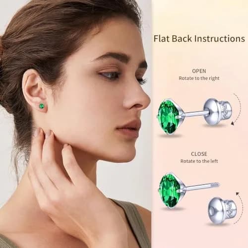 TitanHeart Hypoallergenic Titanium CZ Screw Back Stud Earrings for Women Men | Sensitive Skin Friendly thumbnail 3