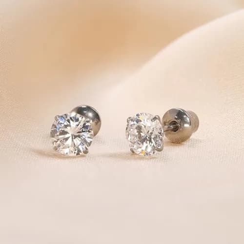 TitanHeart Hypoallergenic Titanium CZ Screw Back Studs Earrings for Women Men | Safe, Lightweight & Long-Lasting thumbnail 5