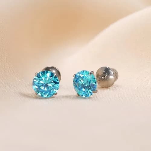 TitanHeart Hypoallergenic Titanium CZ Screw Back Studs Earrings 6mm (0.24 Inch) | Secure & Allergy-Free for Sensitive Ears thumbnail 5