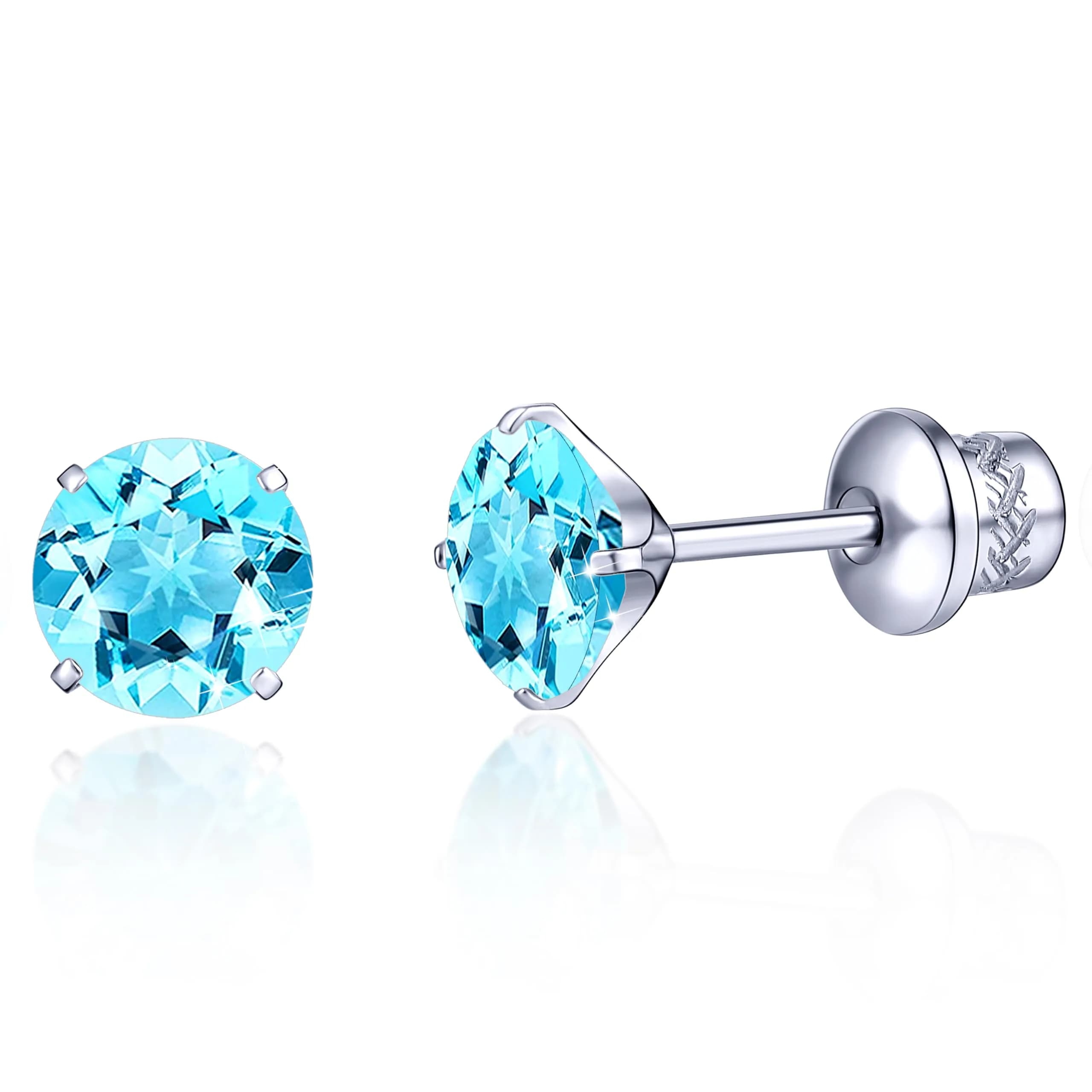 TitanHeart Hypoallergenic Titanium CZ Screw Back Studs Earrings 6mm (0.24 Inch) | Secure & Allergy-Free for Sensitive Ears - main product image