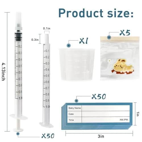 Kid2Kit 1mL Colostrum Syringes with Caps & Accessories Kit (50 Count, 1ml Each) | BPA-Free, Individually Wrapped thumbnail 2