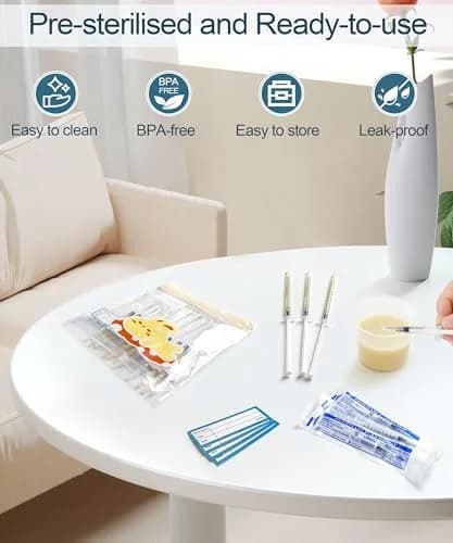 Kid2Kit 1mL Colostrum Syringes with Caps & Accessories Kit (50 Count, 1ml Each) | BPA-Free, Individually Wrapped thumbnail 3