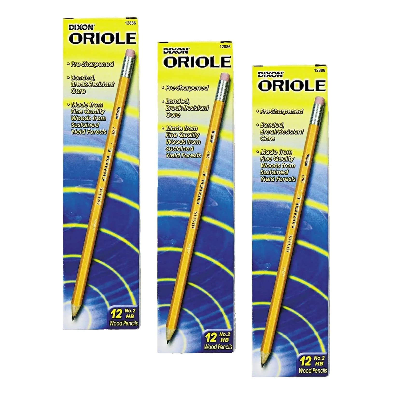 Dixon Oriole Woodcase Presharpened Pencil, HB #2, Yellow, 36 Count | Smooth Writing & Clean Corrections — Yellow