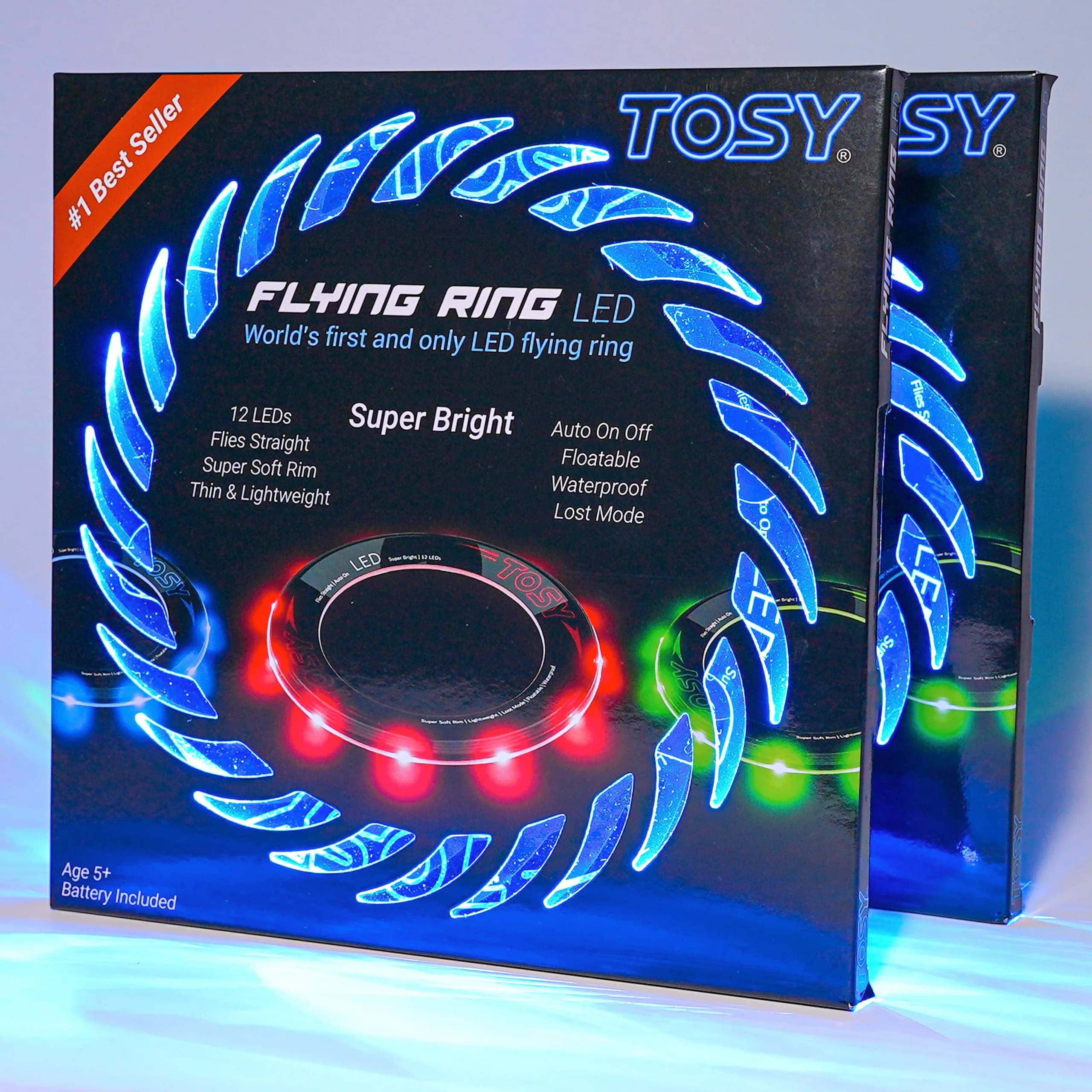 TOSY Flying Ring - 12 LEDs Waterproof & Soft | Auto Light Up for Kids & Teens