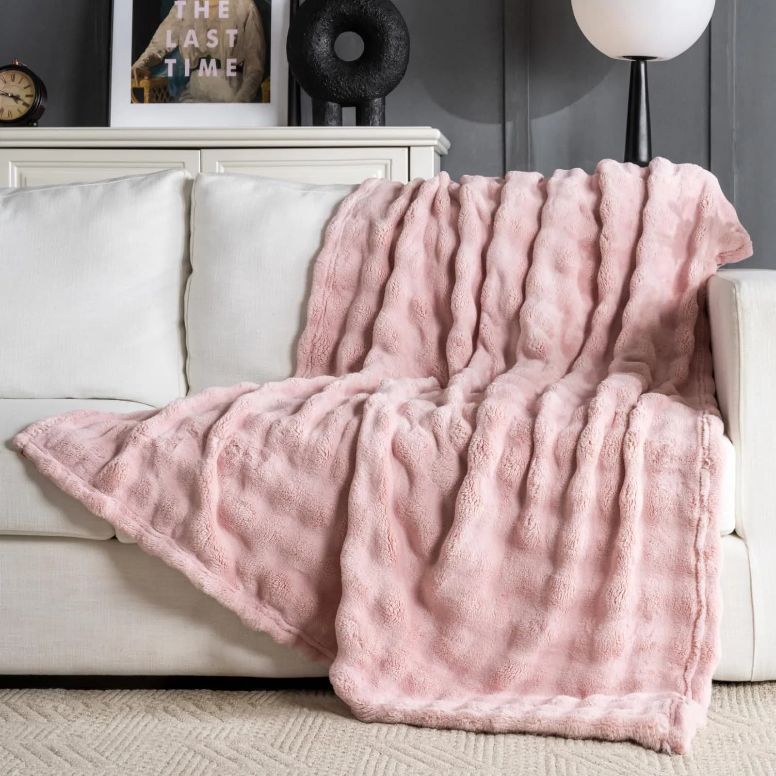 Jungle Star Pink Faux Fur Bubble Throw Blanket 127x152 cm (50"x60") | Soft Fluffy Plush for Couch & Bed - main product image