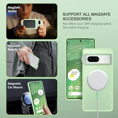 BENTOBEN Google Pixel 7 Case Matcha Green | Slim Shockproof with MagSafe (110 characters) thumbnail 2