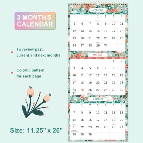 Coboll Wall Calendar 2026-2027 | 3 Month Wall Calendar Display, 11.25" x 26" thumbnail 4