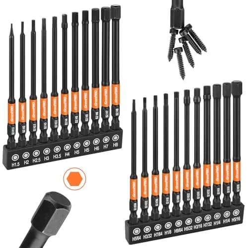 GRENPRO Allen Wrench Drill Bit Set, 22PCS 4-Inch Metric & SAE Impact Bits | 1/4" Hex Shank for Impact Drivers thumbnail 1