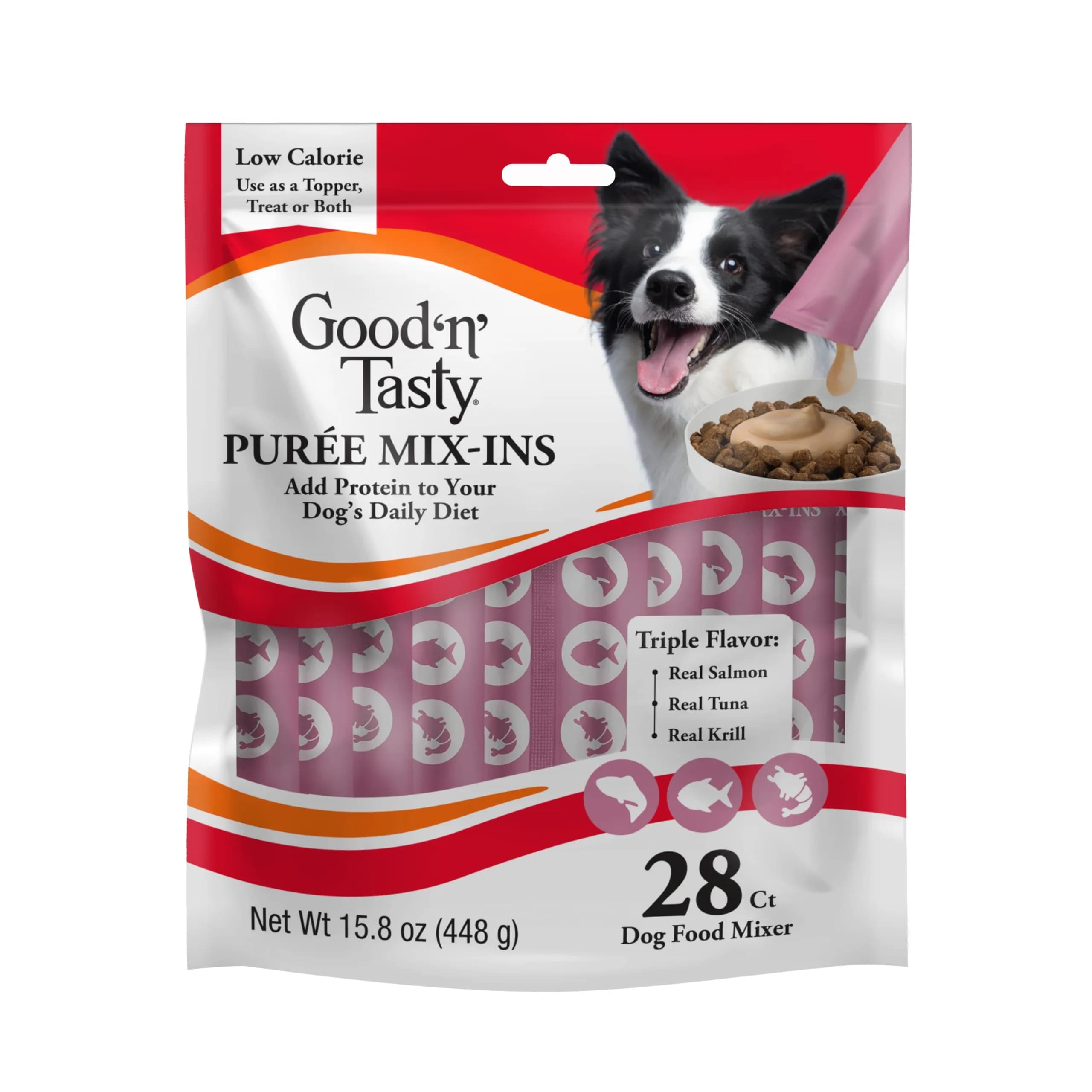 Good ‘N’ Tasty Puree Mix-Ins Dog Food Topper 3.95 Fl Oz | Flavorful, Hydrating & Easy to Serve — Salmon, Tuna, Krill / 15.8 Fl Oz