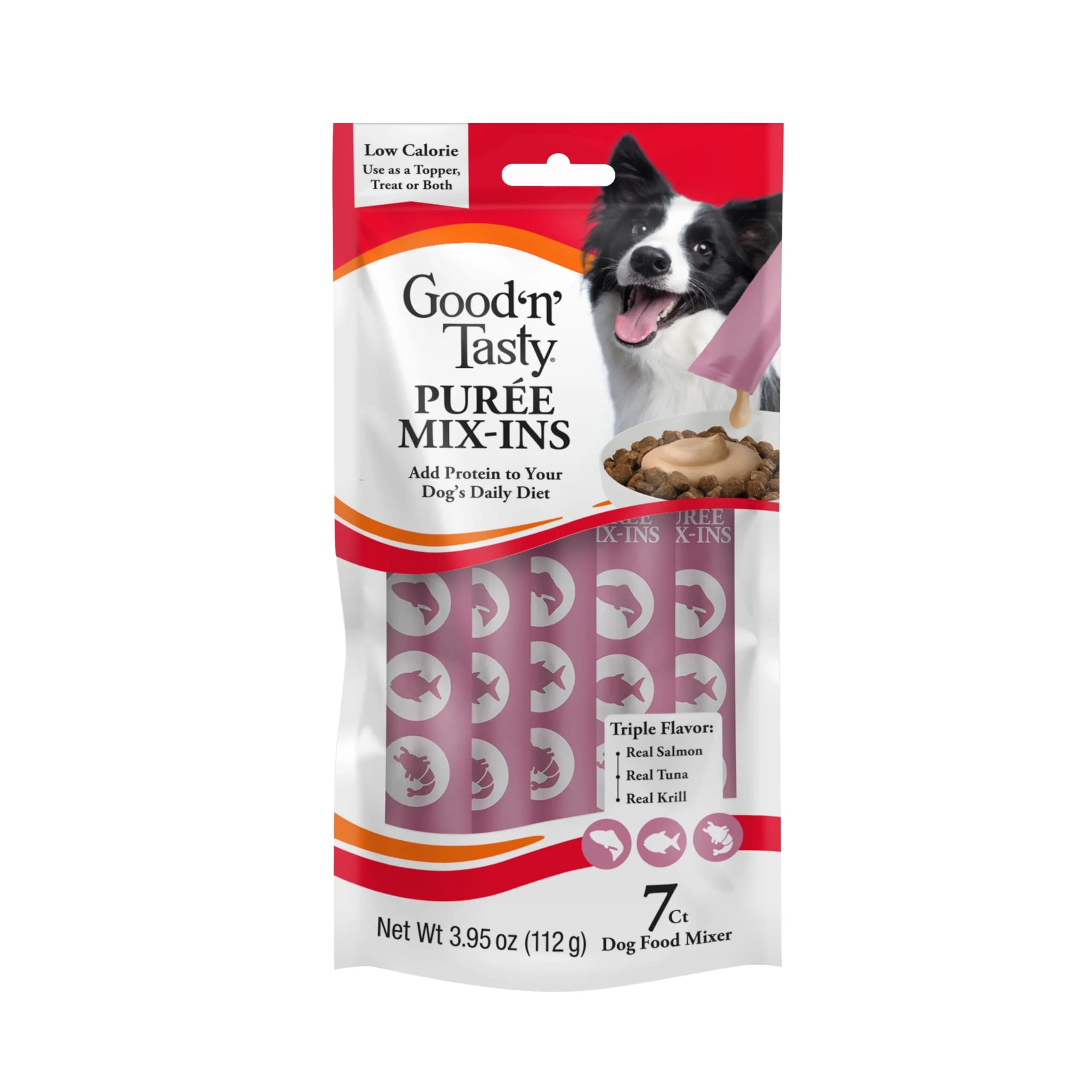 Good ‘N’ Tasty Puree Mix-Ins Dog Food Topper 3.95 Fl Oz | Flavorful, Hydrating & Easy to Serve — Salmon, Tuna, Krill / 3.95 Fl Oz