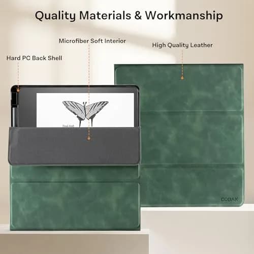 CoBak Emerald PU Leather Case for Tablet Reader 10.2" (2022/2024) with Pen Holder | Auto Sleep Wake thumbnail 6