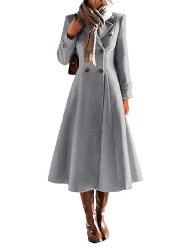 IDEALSANXUN Long Wool Coat for Women 2026 Fall Winter | Double Breasted Peacoat Maxi thumbnail 1