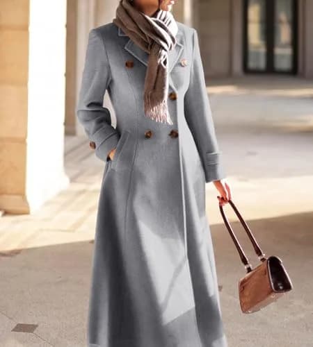 IDEALSANXUN Long Wool Coat for Women 2026 Fall Winter | Double Breasted Peacoat Maxi thumbnail 4