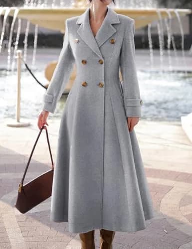 IDEALSANXUN Long Wool Coat for Women 2026 Fall Winter | Double Breasted Peacoat Maxi thumbnail 5