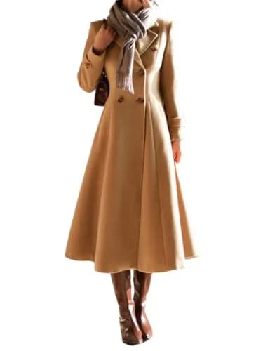 IDEALSANXUN Wool Blazer for Women 2026 Camel | Double Breasted Office Coat thumbnail 1