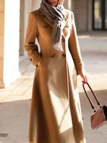 IDEALSANXUN Wool Blazer for Women 2026 Camel | Double Breasted Office Coat thumbnail 5