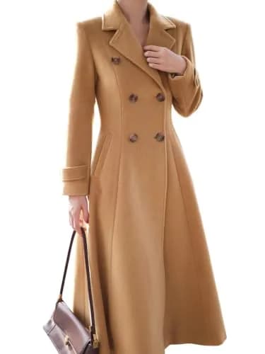 IDEALSANXUN Wool Blazer for Women 2026 Camel | Double Breasted Office Coat thumbnail 2