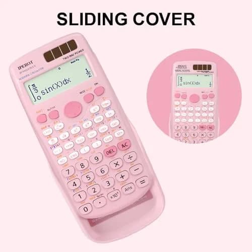 IPEROT Pink Solar Scientific Calculator 417 Functions | Dual Power, Large LCD Display thumbnail 7