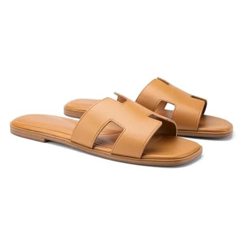 AprCoco Women's Classic H-Band Flat Sandals Size 7.5 (24 cm) | Comfortable Memory Foam Insole thumbnail 6