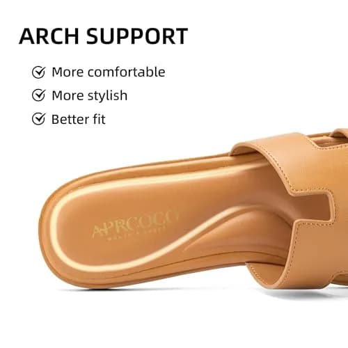 AprCoco Women's Classic H-Band Flat Sandals Size 7.5 (24 cm) | Comfortable Memory Foam Insole thumbnail 3
