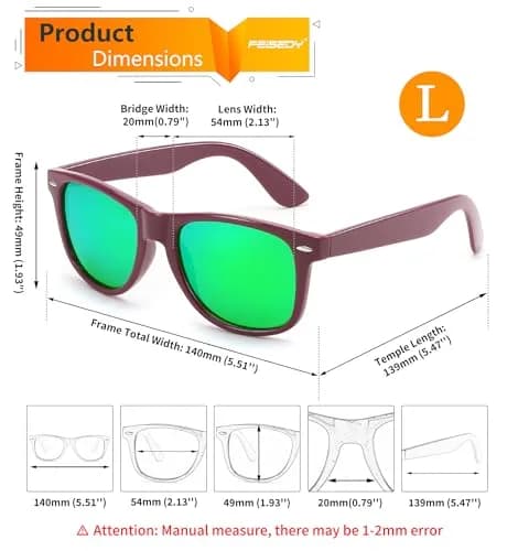 FEISEDY Classic Square Retro Polarized Sunglasses for Women & Men | 54mm (2.13 in) Lens Width thumbnail 7