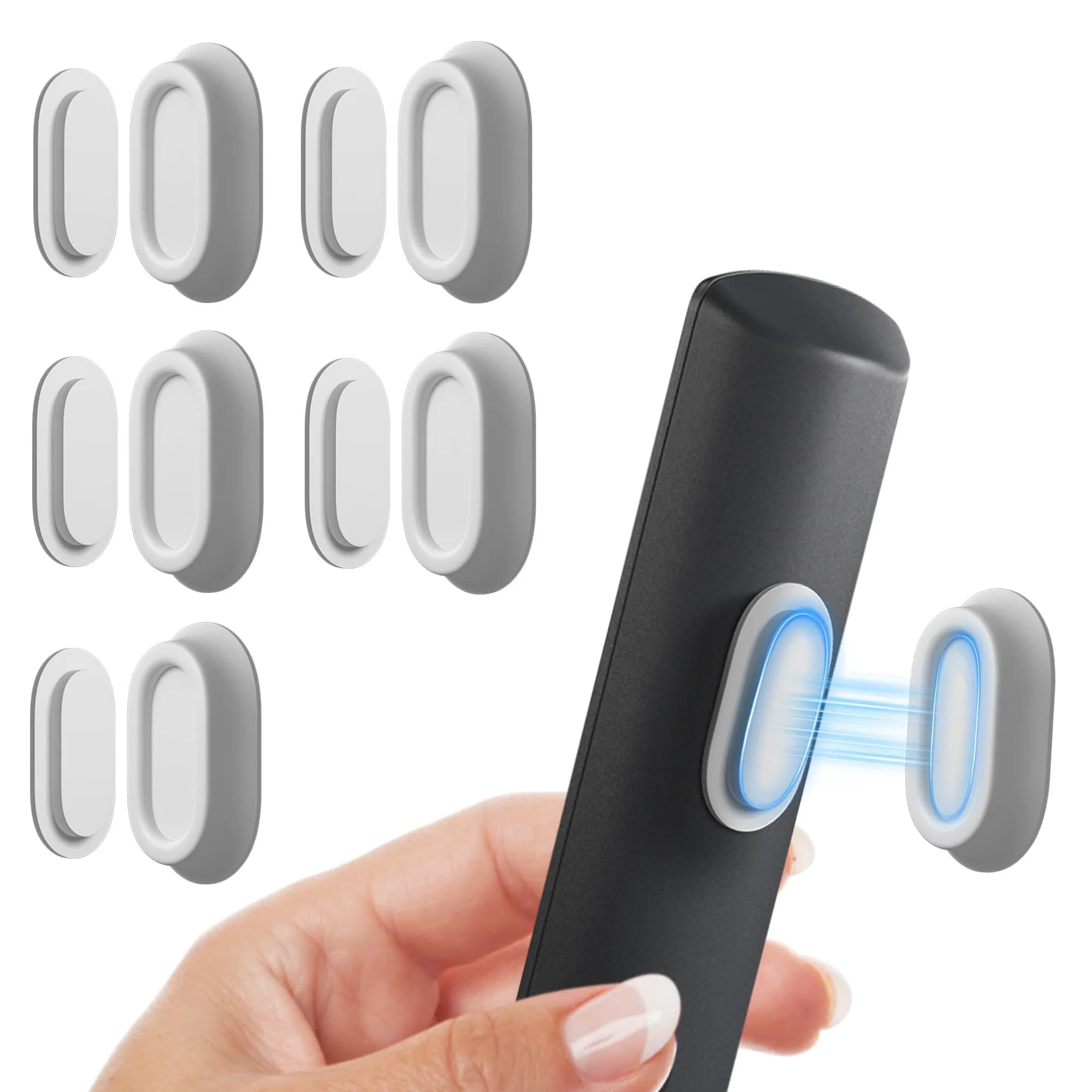 Nearockle Magnetic Remote Control Holder Wall Mount for TV/Fan, 5-Pack Black | Strong N52 Magnet Adsorption — White