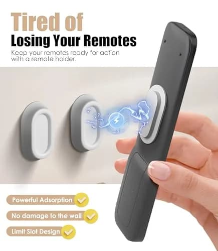 Nearockle Magnetic Remote Control Holder Wall Mount 5-Pack White | Strong N52 Magnet Adsorption for TV/Fan Remotes thumbnail 5