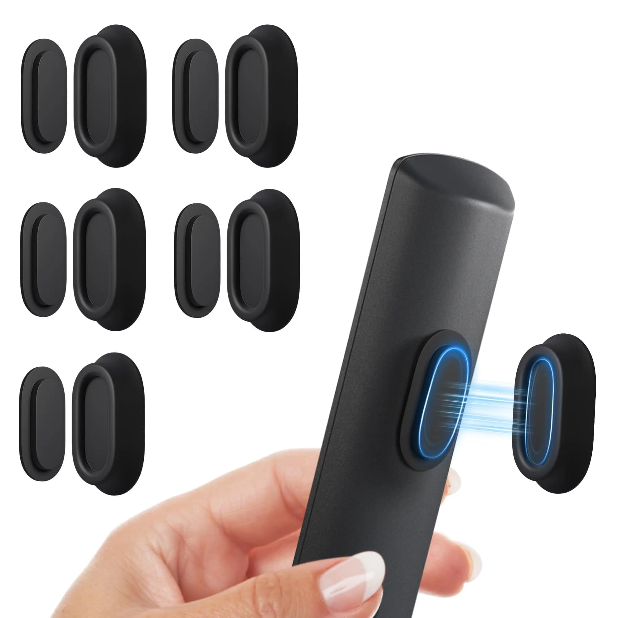 Nearockle Magnetic Remote Control Holder Wall Mount for TV/Fan, 5-Pack Black | Strong N52 Magnet Adsorption - main product image